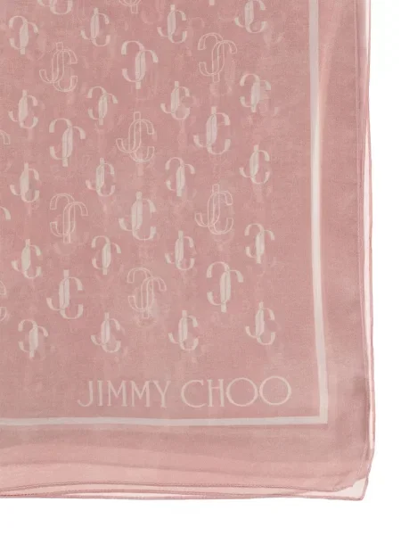 Fular Jimmy Choo de mătase cu imagine roz