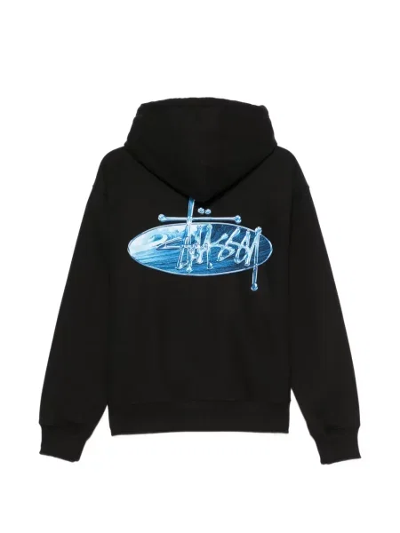 Hanorac cu glugă Stüssy cu imagine negru