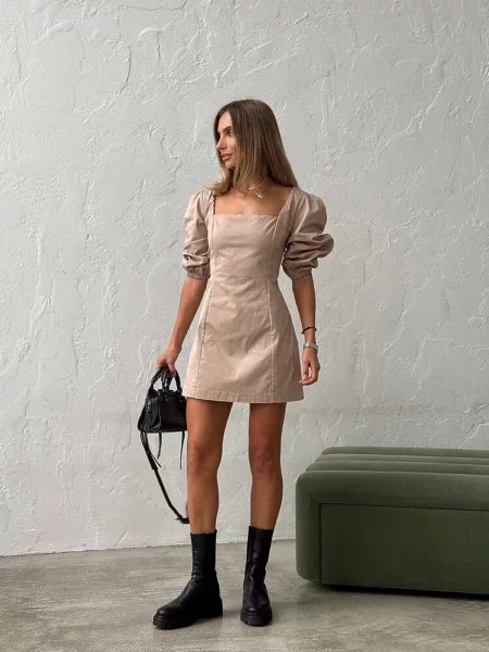 Сукня міні Milirud софтшел бежевий