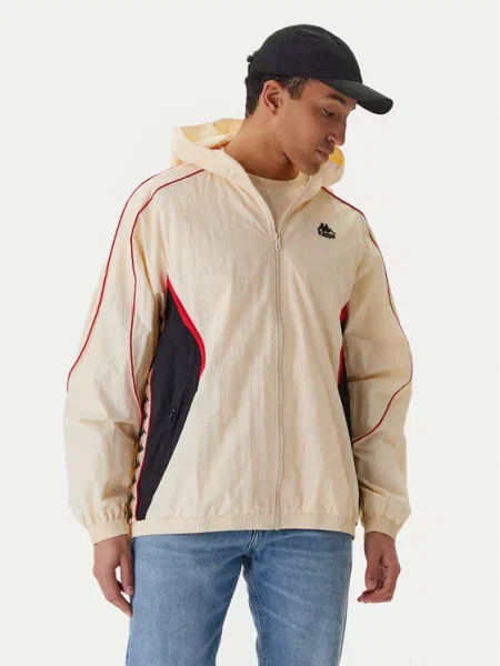 Kappa Vetrovka Banda Silas Écru Comfort Fit