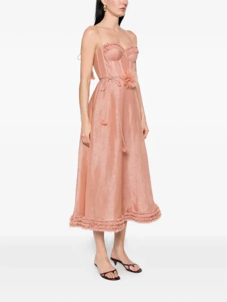 Rochie Zimmermann cu volane de costum roz