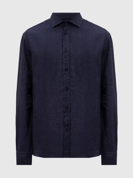 Сорочка з льону Agnona синя