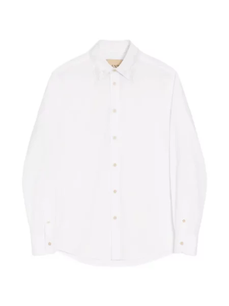Gulerat cămașă Valentino Garavani cu broderie din poplin alb