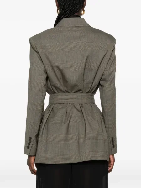 Cu centură sacou Max Mara în carouri maro