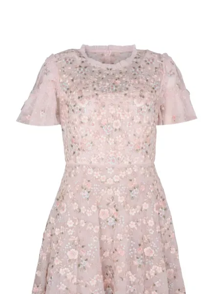 Rochie midi Needle & Thread cu model floral roz