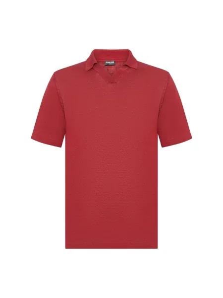 Koszulka polo Franzese Collection z dekoltem w serek czerwona
