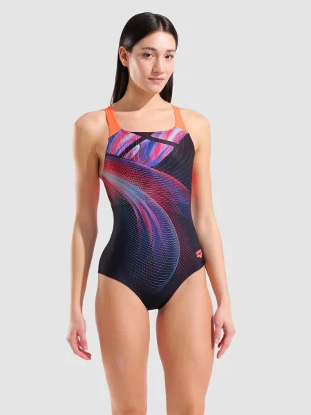 ARENA Costum de baie întreg Jellyfish Swim Pro Back albastru / roz negru
