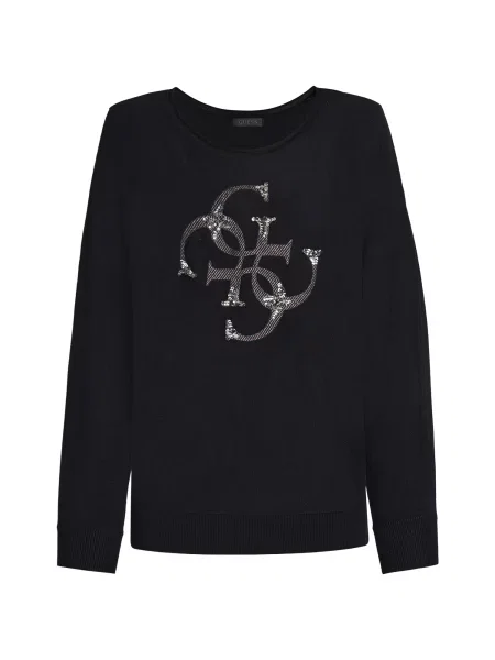GUESS Pulover Gemma gri metalic argintiu negru