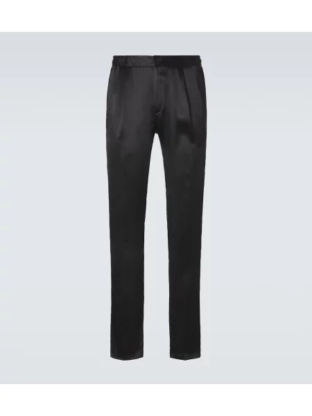 Hedvábné oboustranné kalhoty Rubinacci černé