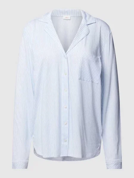 Góra od piżamy o kroju loose fit z mieszanki bawełny i S.oliver Red Label niebieska