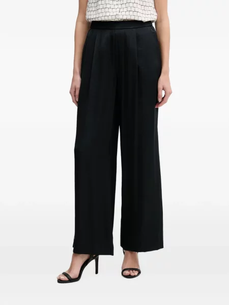 Pantaloni palazzo Oui din satin negru