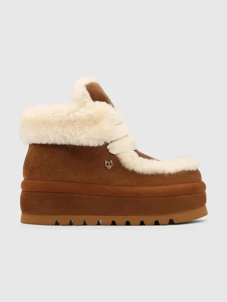Naked Wolfe cizme de zapada din piele intoarsa Bambi Bambi Suede Shearling Tan bej