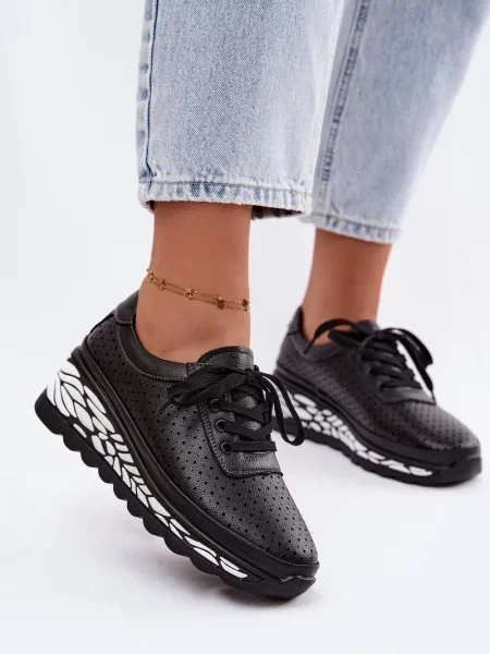 Pantofi Boto din piele cu platformă negru
