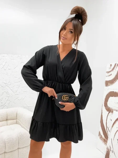 Rochie mini Resti cu volane de costum negru