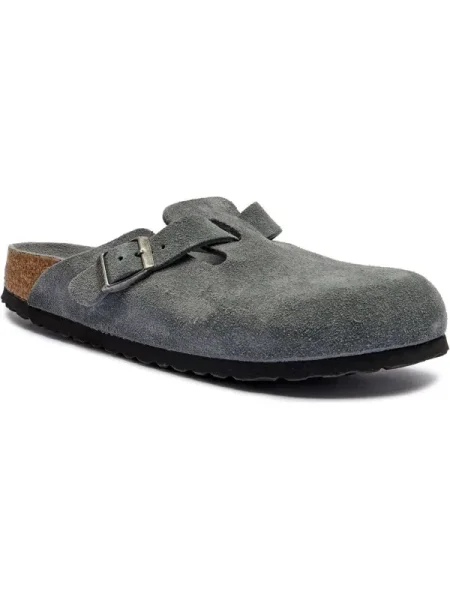 Birkenstock De piele mules încălțăminte Boston gri