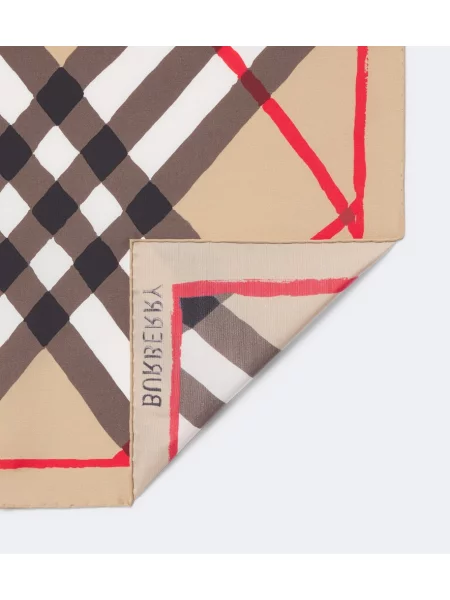 Fular Burberry de mătase în carouri maro