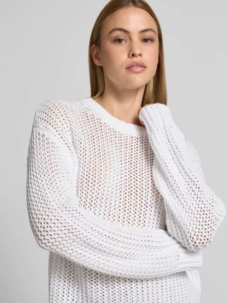 Bluza z dzianiny o wyglądzie ażurowym Juvia biała