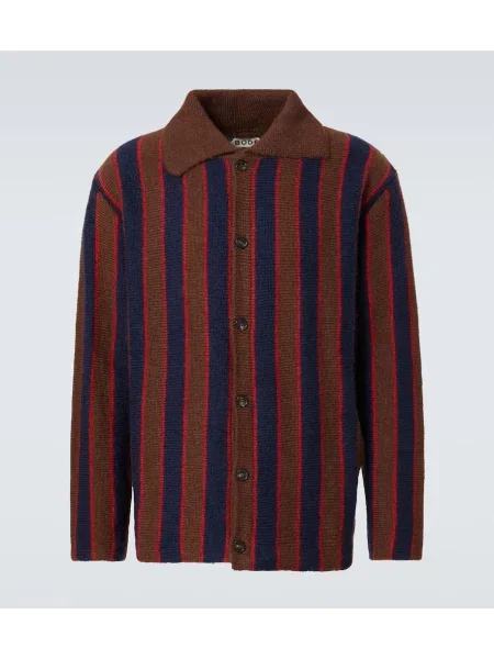 Cardigan Bode cu dungi de mohair maro