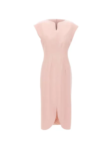 Rochie Nissa cu decolteu în V cu crăpătură de costum roz