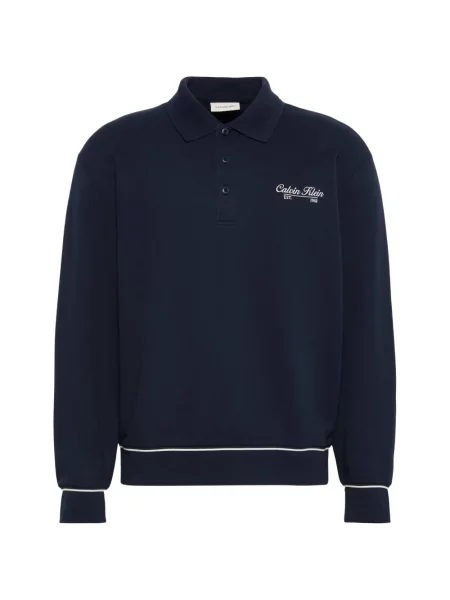 Gulerat tricou polo Calvin Klein cu broderie albastru