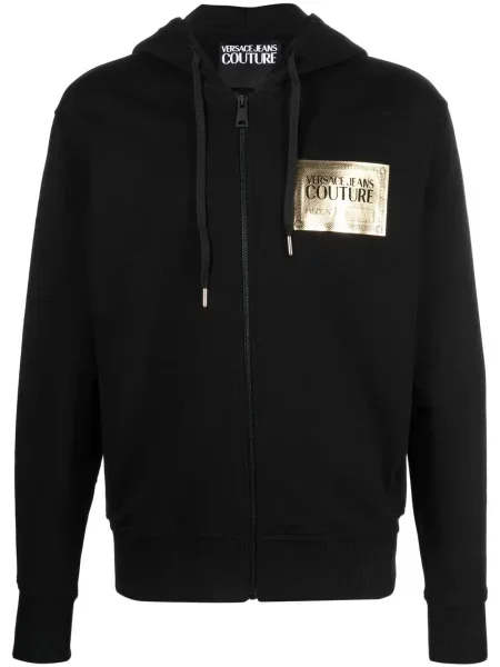 Hanorac cu glugă Versace Jeans Couture cu imagine negru