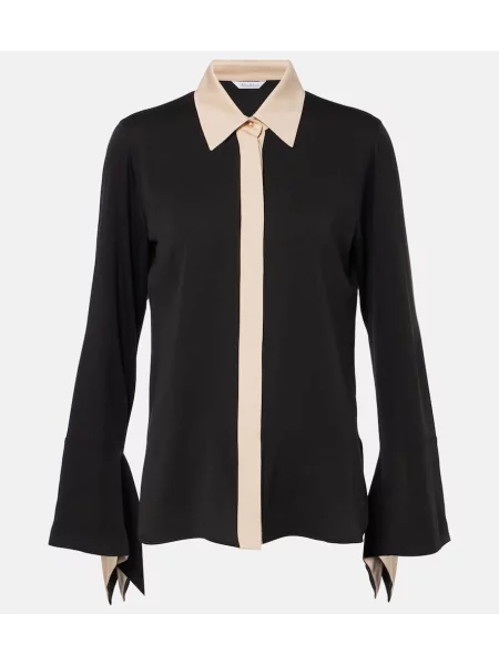 Jedwabny top Max Mara z wysoką talią czarny