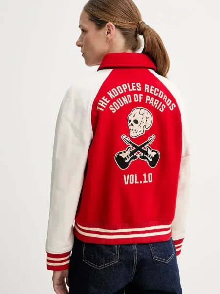 The Kooples kurtka wełniana czerwona