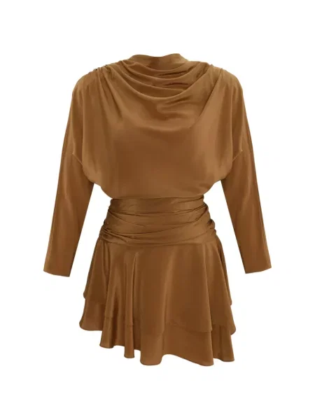 Rochie mini Occleus drapată maro