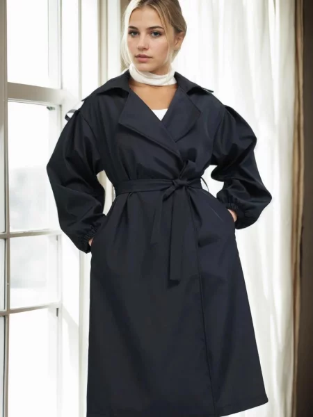 Trencz Dewberry z rękawami balonowymi czarny