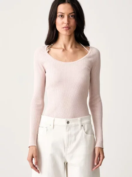 Guess sweter z wiskozą MEGHAN różowy
