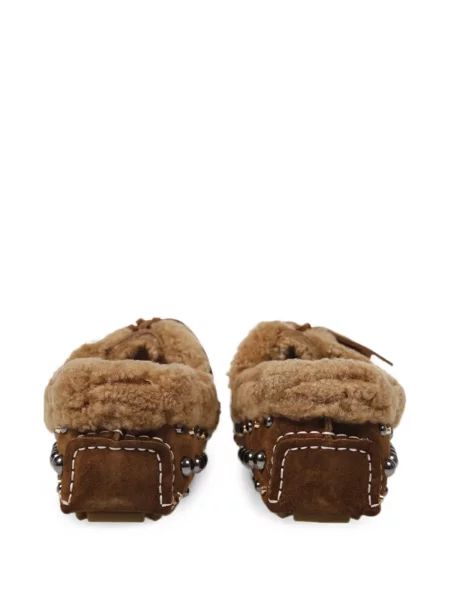 Loafers Strategia Shoes με καρφιά από δέρμα προβάτου καφέ