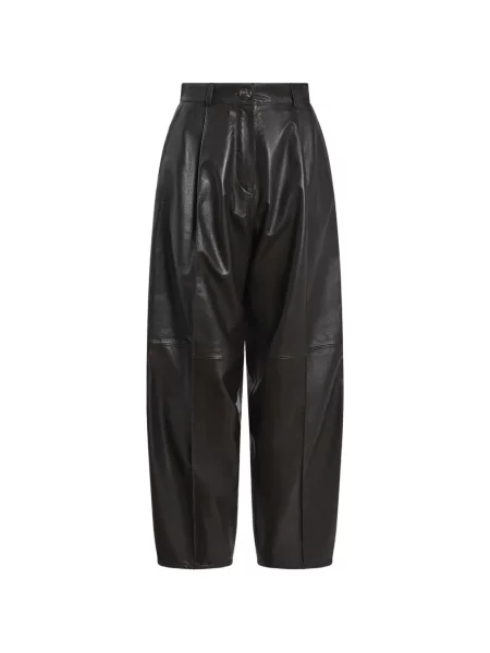 Pantaloni Yves Salomon din piele maro