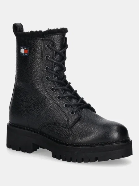 Tommy Jeans cizme de piele TJW URBAN LACEUP BOOT WL cu platformă izolat negru