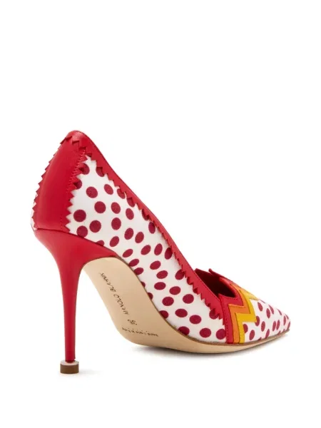 Pantofi cu toc Manolo Blahnik cu buline alb