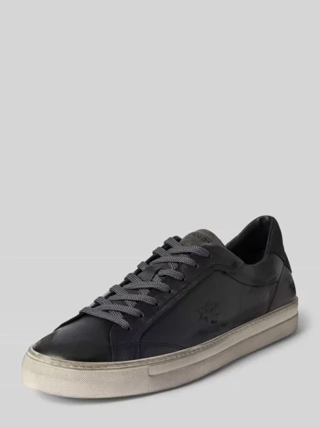 Sneakersy Low w stylu used z skóra bydlęca nappa La Martina czarne