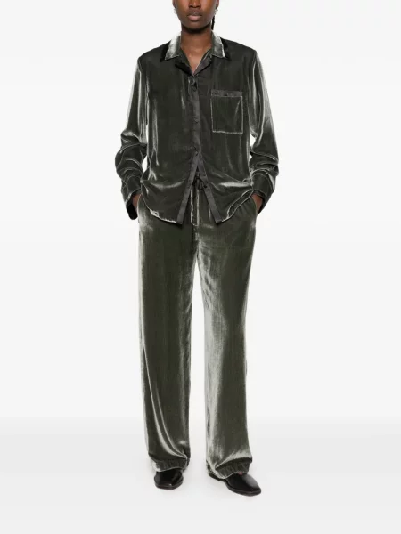 Pantaloni Forte_forte de catifea cu cordon verde