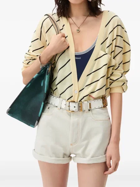 Geantă shopper Versace din canvas albastru