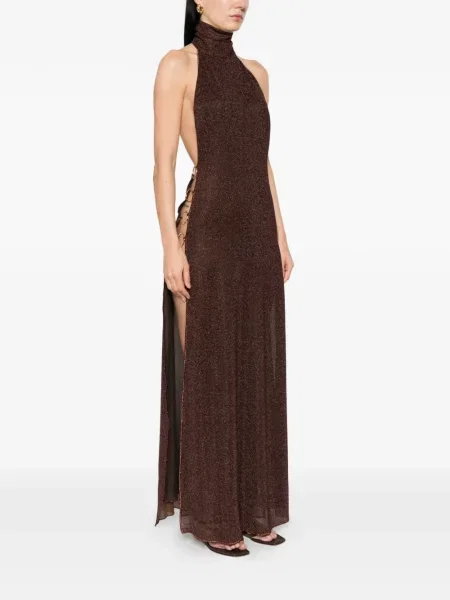 Maxi pulover cu guler înalt rochie maxi Oseree de costum maro