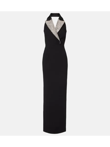 Rochie maxi Rebecca Vallance de cristal cu gât halter de costum negru