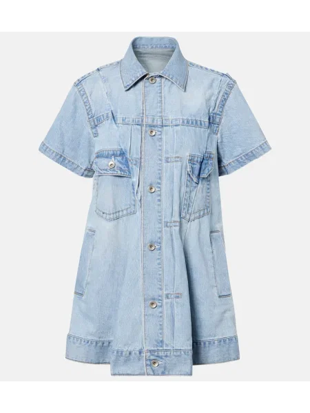 Rochie din denim Sacai albastru