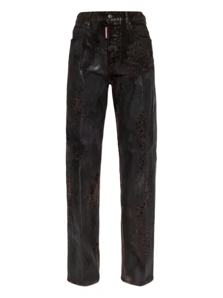 Pantaloni Dsquared2 cu imagine cu imprimeu animal print negru