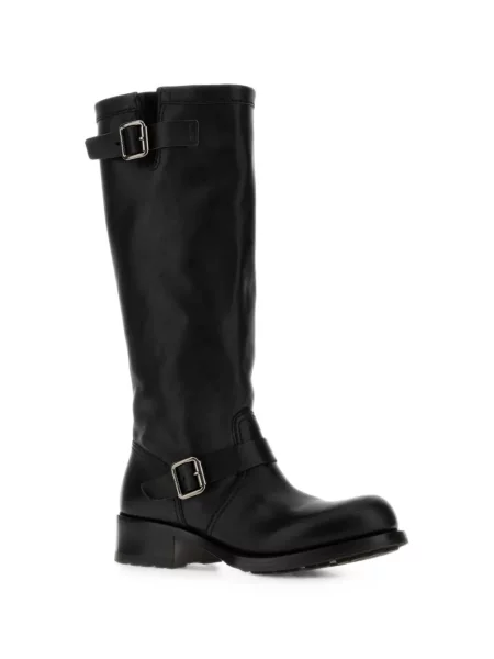 Botine Prada cu cataramă cu bretele negru