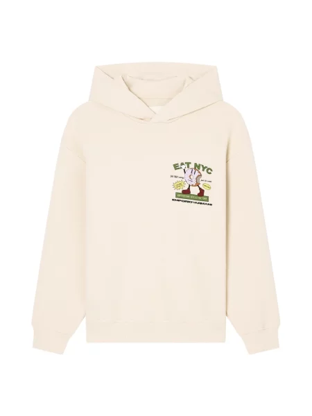 Bluza z kapturem Emporio Armani z kapturem z nadrukiem beżowa