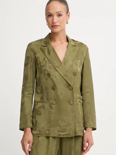 Armani Exchange sacou cu două rânduri de pentru femei din vâscoză verde