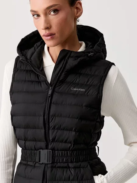 Calvin Klein ujjatlan kabát kapucnival női fekete