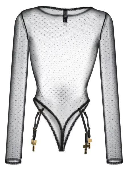 Body Maison Close se síťovinou černý