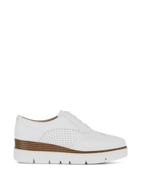 Oxford Geox cu platformă din țesătură twill alb