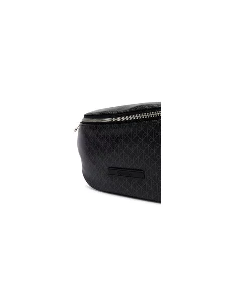 Torbica za okrog pasu﻿ Calvin Klein Emblem Aop Coated Waistbag črna