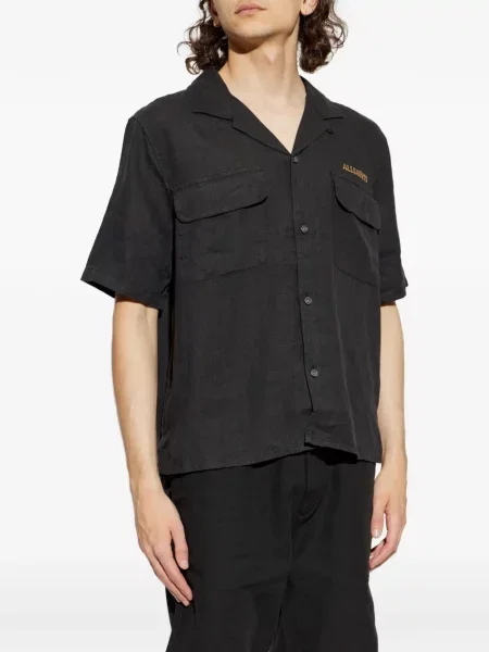 Cămașă Allsaints cu broderie negru