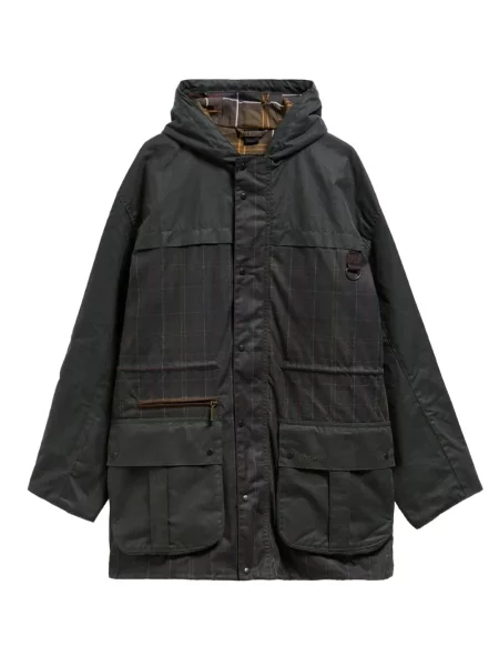 Карирано яке Barbour с качулка зелено